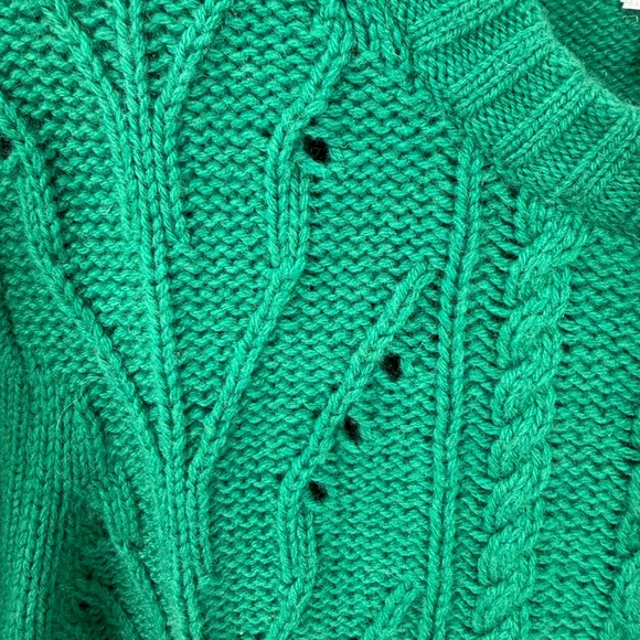 J.Crew Factory lambswool-blend cable-knit sweater in green. M - Picture 10 of 12